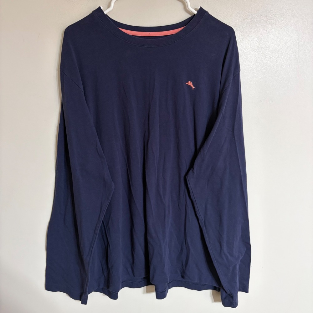 Tommy Bahama Mens XL Navy Blue Long Sleeve Marlin Logo T-Shirt TB21925T